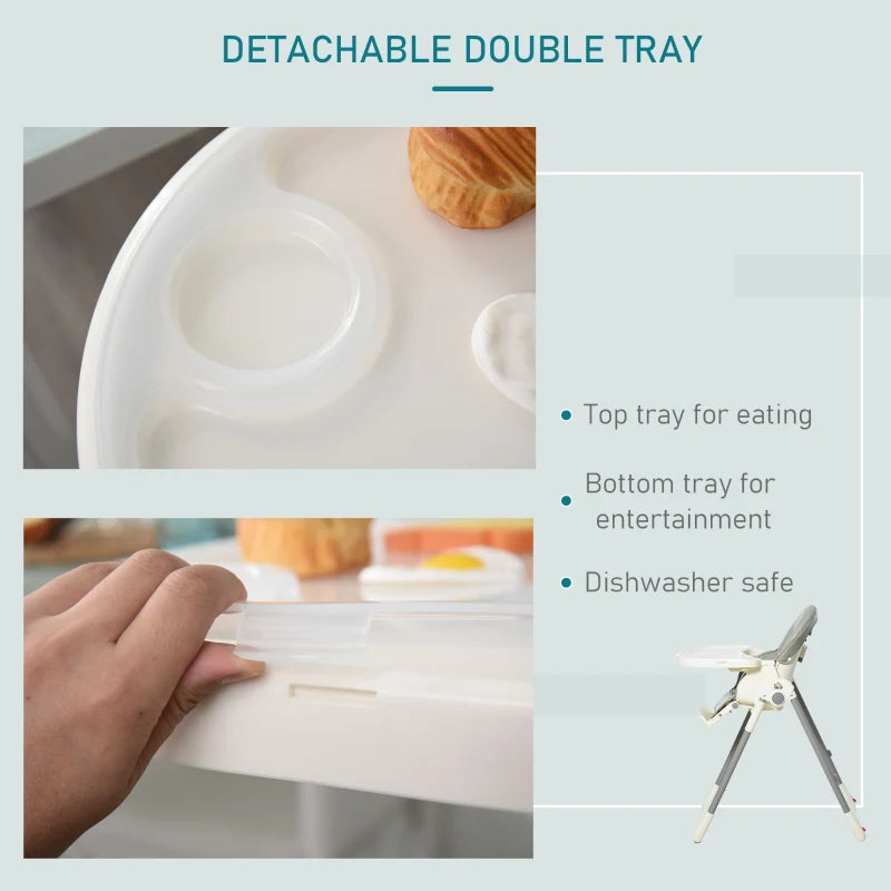Grey Foldable PU Highchair for Babies