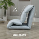 Blue Adjustable Floor Chair with Back Support - Folding Lazy Sofa Bed
