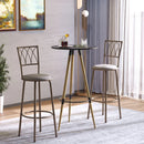 Bronze Swivel Bar Chairs Set - Upholstered Metal Frame with Backrest & Footrest