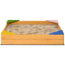 Wooden Kids Sand Pit with Four Seats, Blue, Garden Playground Sandbox