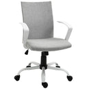 Light Grey Linen Swivel Office Chair with Armrests & Wheels