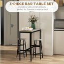 Grey Industrial 3-Piece Bar Table Set with 2 Stools