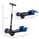 Blue Kids 3-Wheel Scooter with Flashing Wheels and Music