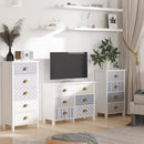 Modern White 4-Drawer Dresser with Metal Handles