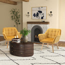 Yellow Modern Armchairs Set of 2 with Wide Arms and Slanted Back