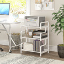 White 3-Tier Printer Stand with Storage Shelves, 55 x 40 x 77cm