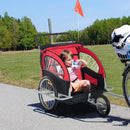 Red 2-Seater Collapsible Bike Trailer & Child Stroller with Pivot Wheel