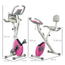 White Folding Magnetic Exercise Bike with Backrest and Tablet Holder