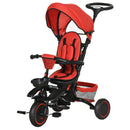 Red Kids Tricycle with Rotatable Seat & Adjustable Push Handle