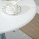 White Adjustable Height Round Bar Table with Swivel Painted Top