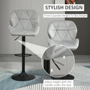 Light Grey Adjustable Swivel Bar Stools Set of 2 with Backrest