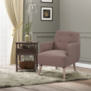 Brown Upholstered Armchair with Birch Wood Legs