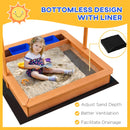 Wooden Sand Pit with Canopy - Blue Kids Sandbox Set