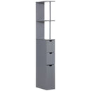 Grey Tall Bathroom Storage Cabinet with Shelves and Drawers