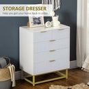 5-Drawer Modern White Chest of Drawers with Golden Steel Base