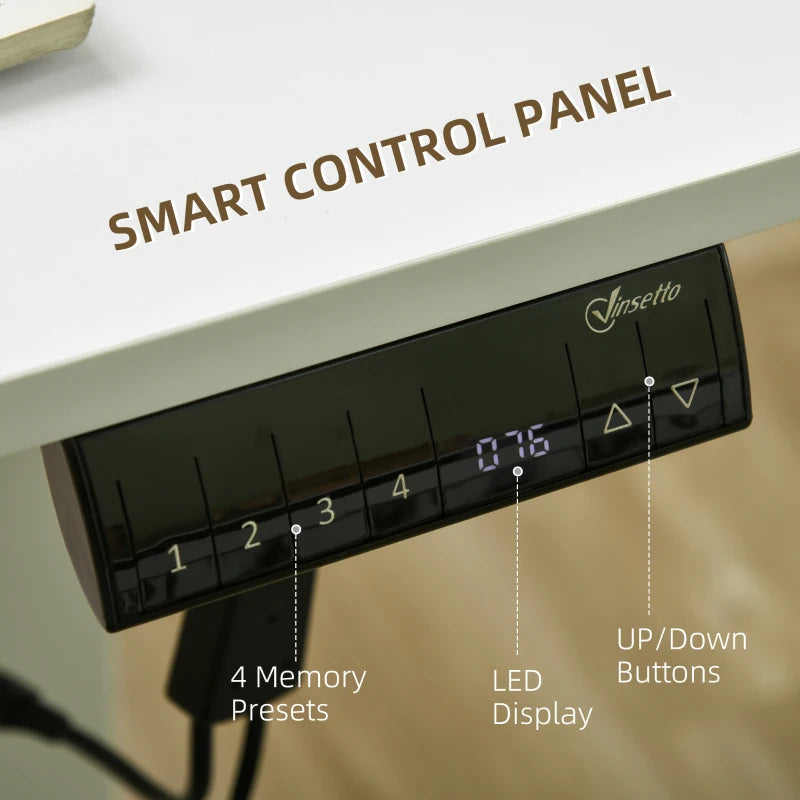 White Adjustable Electric Standing Desk with LED Display - 72-116cm
