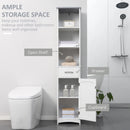 White Tall Bathroom Storage Cabinet with 3 Tier Shelf & Drawer