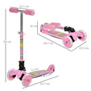 Foldable Pink Kids 3-Wheel Scooter with LED Flashing Wheels