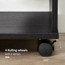 Black Mobile Wardrobe with Hanging Rod and Shelves