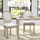 French Style Wooden Dining Chairs - Cream White Set of 2