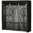 Black Foldable Fabric Wardrobe with Hanging Rail and Shelves