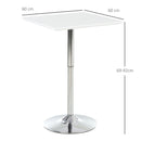 White Square Adjustable Bar Table with Metal Base