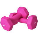 Hexagonal Pink Dumbbell Set - 2 x 3kg Weights for Home Gym