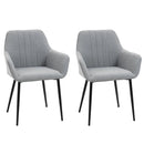 Light Grey Upholstered Dining Chairs with Metal Legs, Set of 2