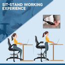 Black Mesh Standing Desk Chair with Adjustable Armrests & Footrest