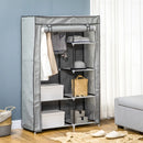 Light Grey Fabric Portable Wardrobe with 6 Shelves and Hanging Rail