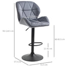 Dark Grey Adjustable Swivel Barstools Set of 2
