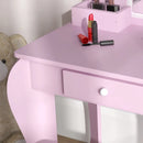 Kids Pink Cloud Vanity Set with Mirror, Stool, Drawer & Storage - Ages 3-6