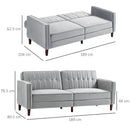 Light Grey Velvet Convertible Sofa Bed
