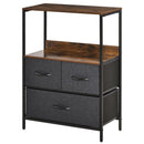 Black 3-Drawer Storage Chest with Shelves - Home Cabinet for Living Room, Bedroom, Entryway