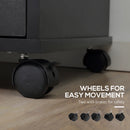 Black Mobile Filing Cabinet with Lockable Drawer and Open Shelves