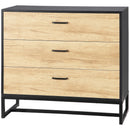 Natural 3-Drawer Steel Frame Storage Cabinet - Bedroom & Living Room Organizer