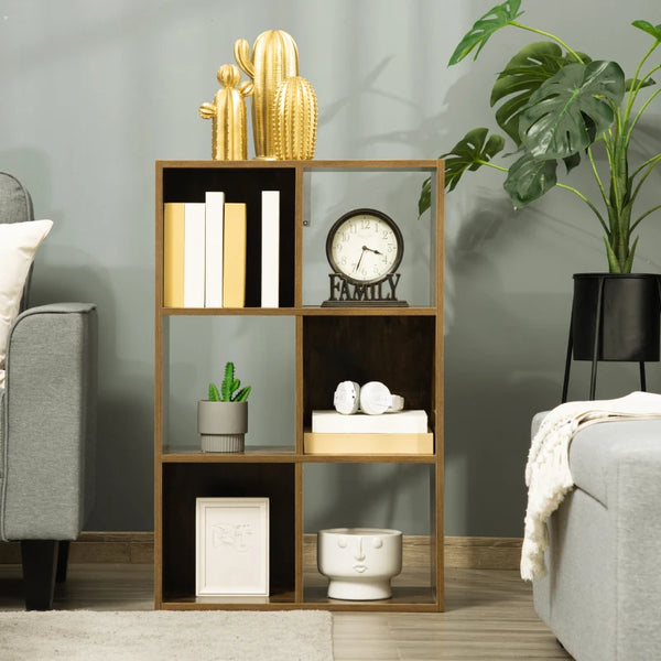 Rustic Industrial Six-Cube Shelving Unit in Charcoal Grey