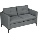 Grey Two-Seater Sofa with Steel Legs