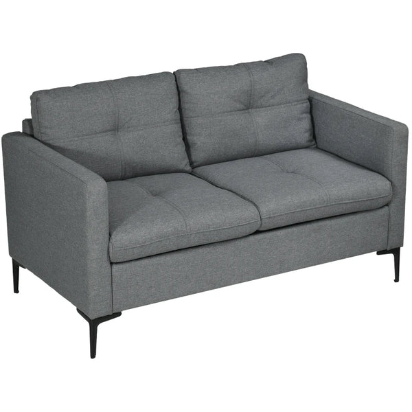 Grey Two-Seater Sofa with Steel Legs