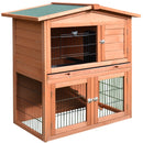 2-Tier Outdoor Rabbit Hutch with No-Leak Tray - Grey, 100.5 x 55 x 101 cm