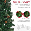 5.5FT Tall Slim Green Christmas Tree with Realistic Branches and Pine Cones