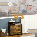 Rustic Brown 5-Drawer Fabric Dresser with Open Shelf