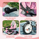 Pink 6-in-1 Kids Trike with Push Handle, Canopy, Safety Belt, Storage, Footrest, Brake