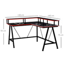 Black and Red L-Shaped Gaming Desk with Monitor Stand