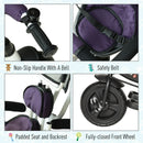 Purple Kids Sun Canopy Tricycle Stroller with Handle