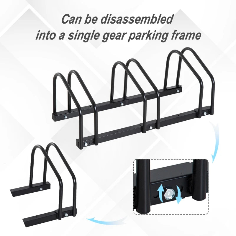 Black Bike Parking Rack - Wall or Floor Mount Bicycle Storage (3 Racks)