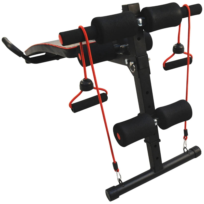 Black Adjustable Sit Up Bench with Thigh Support for Home Gym