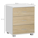 Oak 3-Drawer Modern Bedside Table