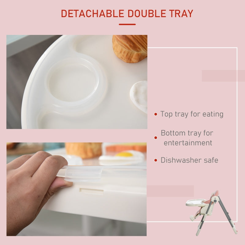 Foldable Pink PU Highchair for Babies
