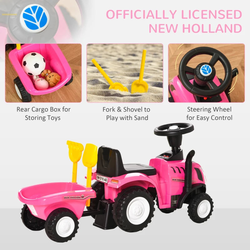Pink Toddler Ride-On Tractor & Walker for Ages 1-3